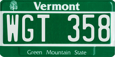 VT license plate WGT358