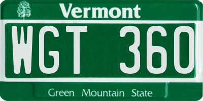 VT license plate WGT360
