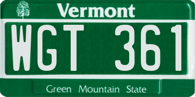 VT license plate WGT361