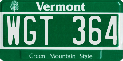 VT license plate WGT364
