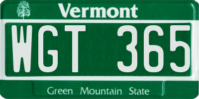 VT license plate WGT365