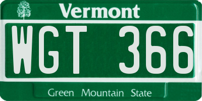 VT license plate WGT366
