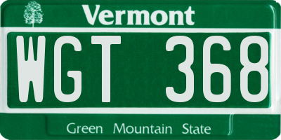 VT license plate WGT368