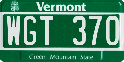 VT license plate WGT370