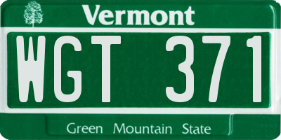 VT license plate WGT371