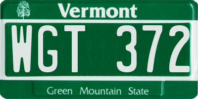 VT license plate WGT372