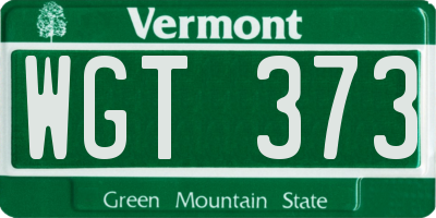 VT license plate WGT373