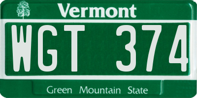 VT license plate WGT374