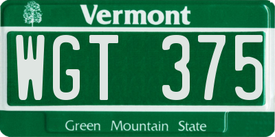 VT license plate WGT375
