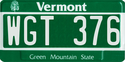 VT license plate WGT376