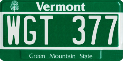 VT license plate WGT377