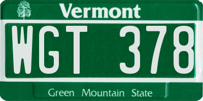 VT license plate WGT378