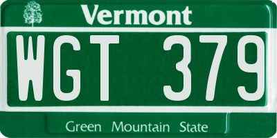 VT license plate WGT379
