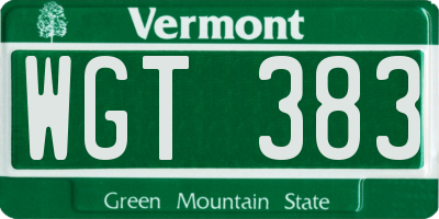 VT license plate WGT383