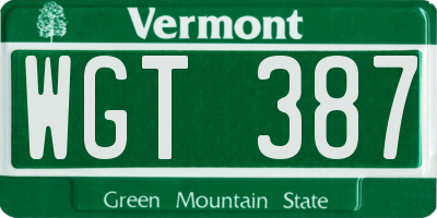VT license plate WGT387