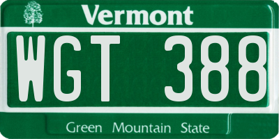 VT license plate WGT388
