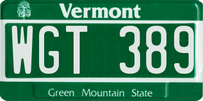VT license plate WGT389