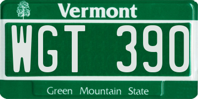 VT license plate WGT390