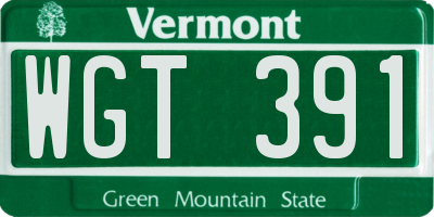 VT license plate WGT391