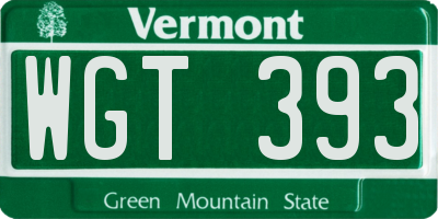 VT license plate WGT393