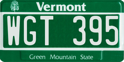 VT license plate WGT395