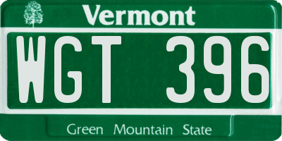 VT license plate WGT396
