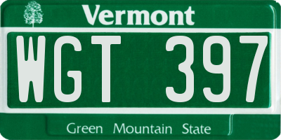 VT license plate WGT397