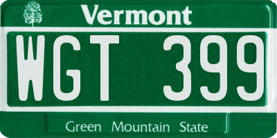 VT license plate WGT399
