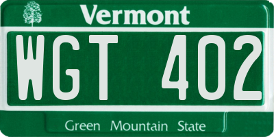 VT license plate WGT402