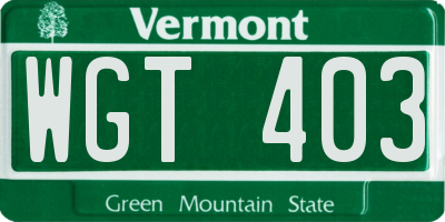VT license plate WGT403