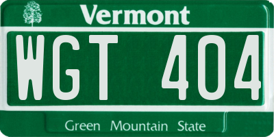 VT license plate WGT404