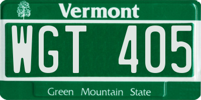 VT license plate WGT405