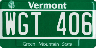 VT license plate WGT406