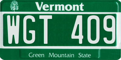 VT license plate WGT409