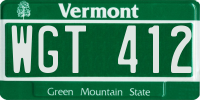 VT license plate WGT412