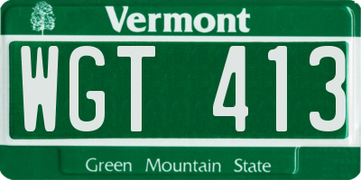 VT license plate WGT413