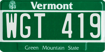 VT license plate WGT419