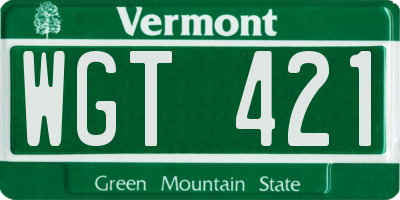 VT license plate WGT421