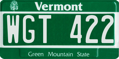 VT license plate WGT422
