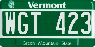 VT license plate WGT423