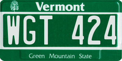 VT license plate WGT424