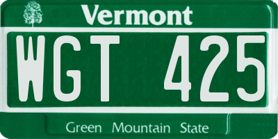VT license plate WGT425