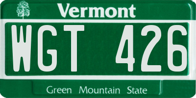 VT license plate WGT426