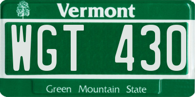 VT license plate WGT430