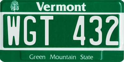 VT license plate WGT432