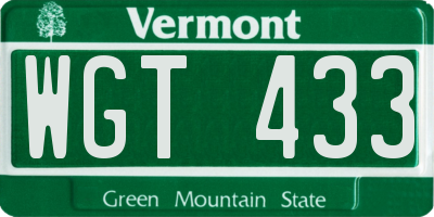 VT license plate WGT433
