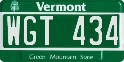 VT license plate WGT434