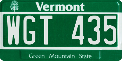 VT license plate WGT435