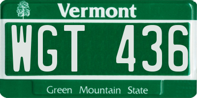 VT license plate WGT436