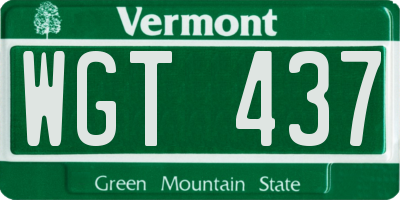 VT license plate WGT437